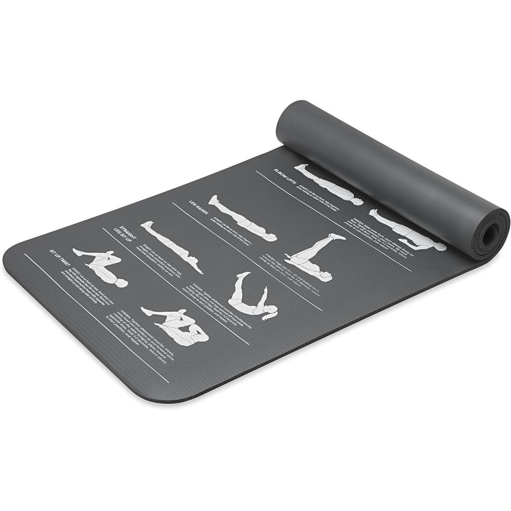 imageGaiam Restore Fitness Exercise Mat with SelfGuided Exercise Illustrations Printed on Mat 10mm Thick