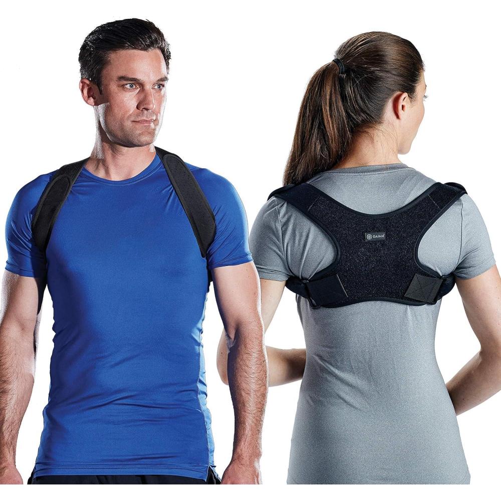 imageGaiam Restore Posture Corrector for Women ampamp Men Back Straightener Adjustable Straps Compact Brace Support for Clavicle Neck Shoulder Invisible Pain ReliefNeoprene