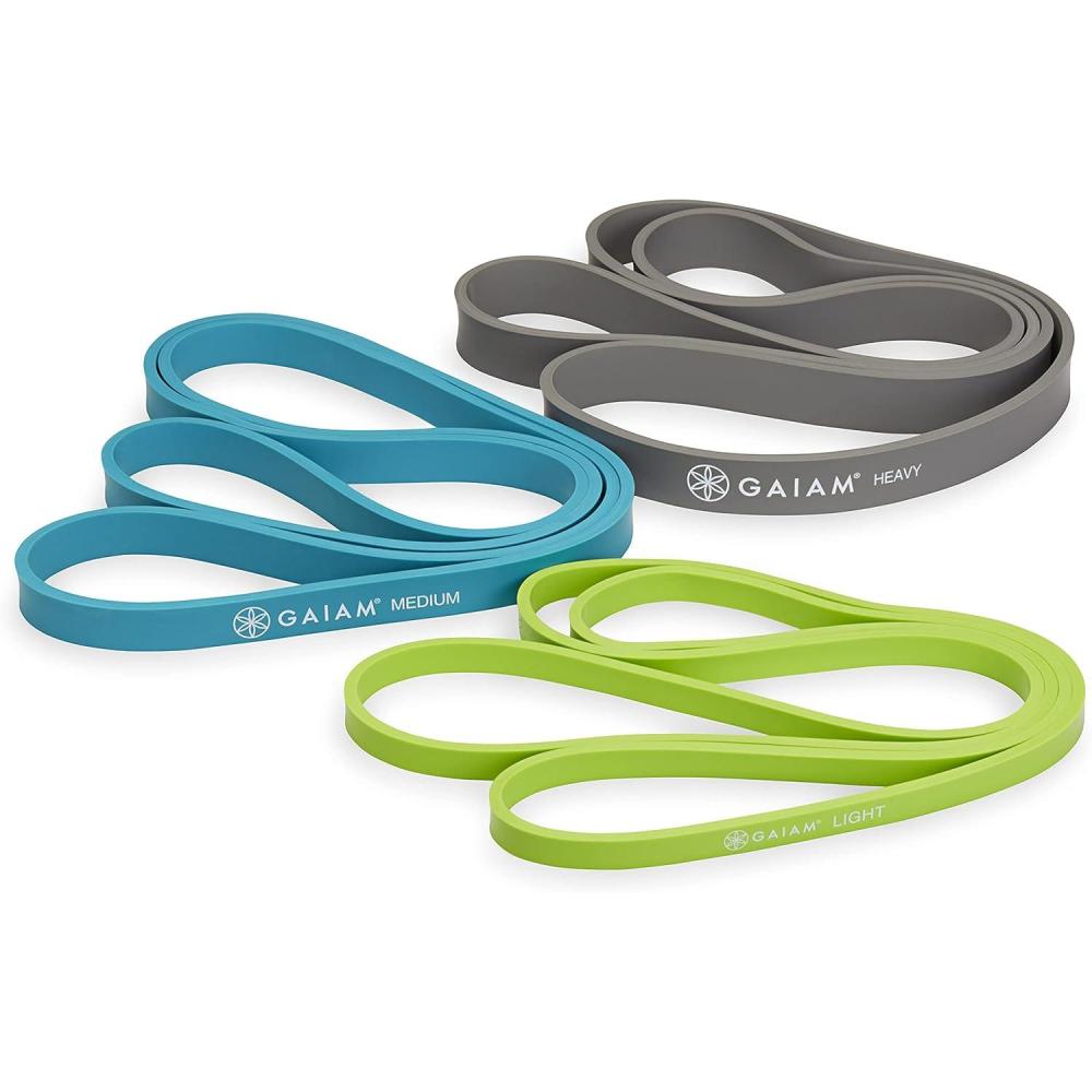 imageGaiam Restore Resistance Training Workout Pull Up Bands 3 Pack ExtraStrong Durable Progressive Resistance Exercise Loop Cords for Assisted Pull Ups and Strength Bands Training