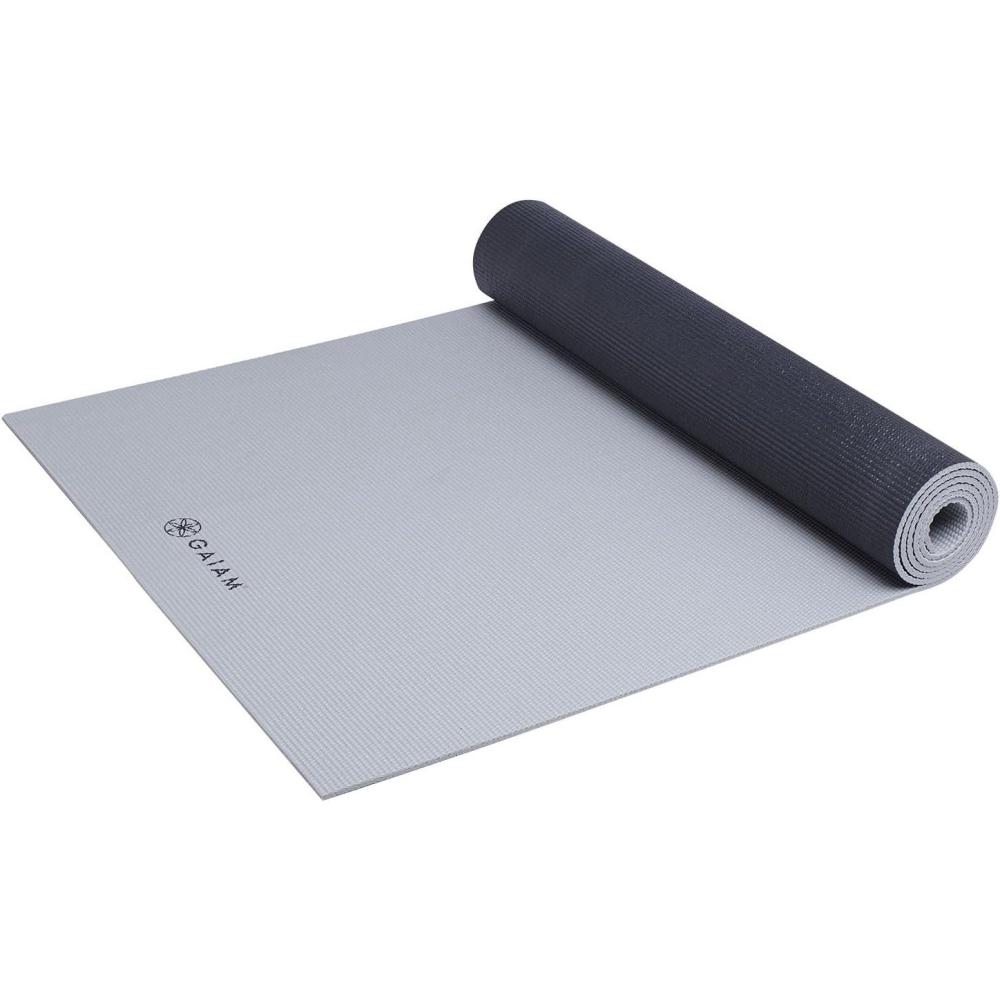imageGaiam Solid Color Yoga Mat Non Slip Exercise ampamp Fitness Mat for All Types of Yoga Pilates ampamp Floor ExercisesBlackGray