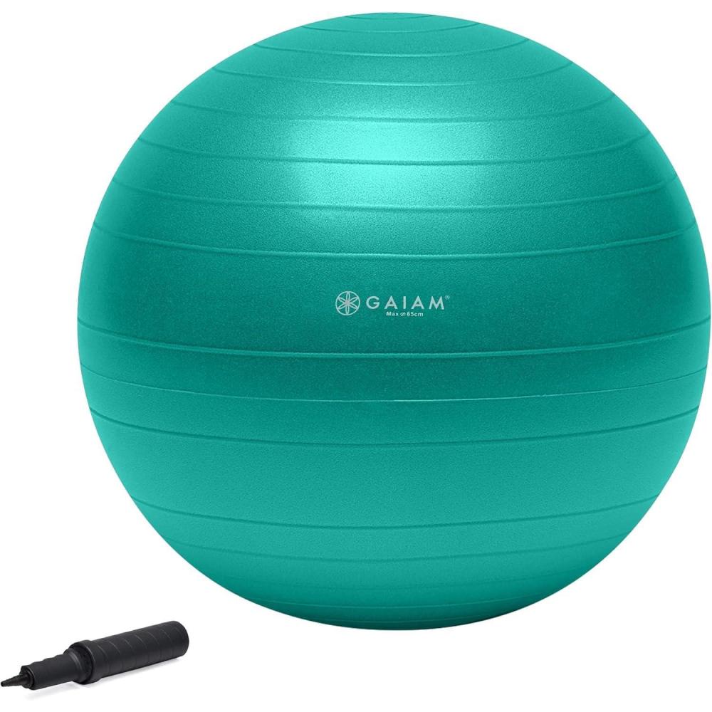 imageGaiam Total Body Exercise Balance Stability Yoga Ball AntiBurst with Air Pump for Home Office Chair and Fitness Various SizesGreen