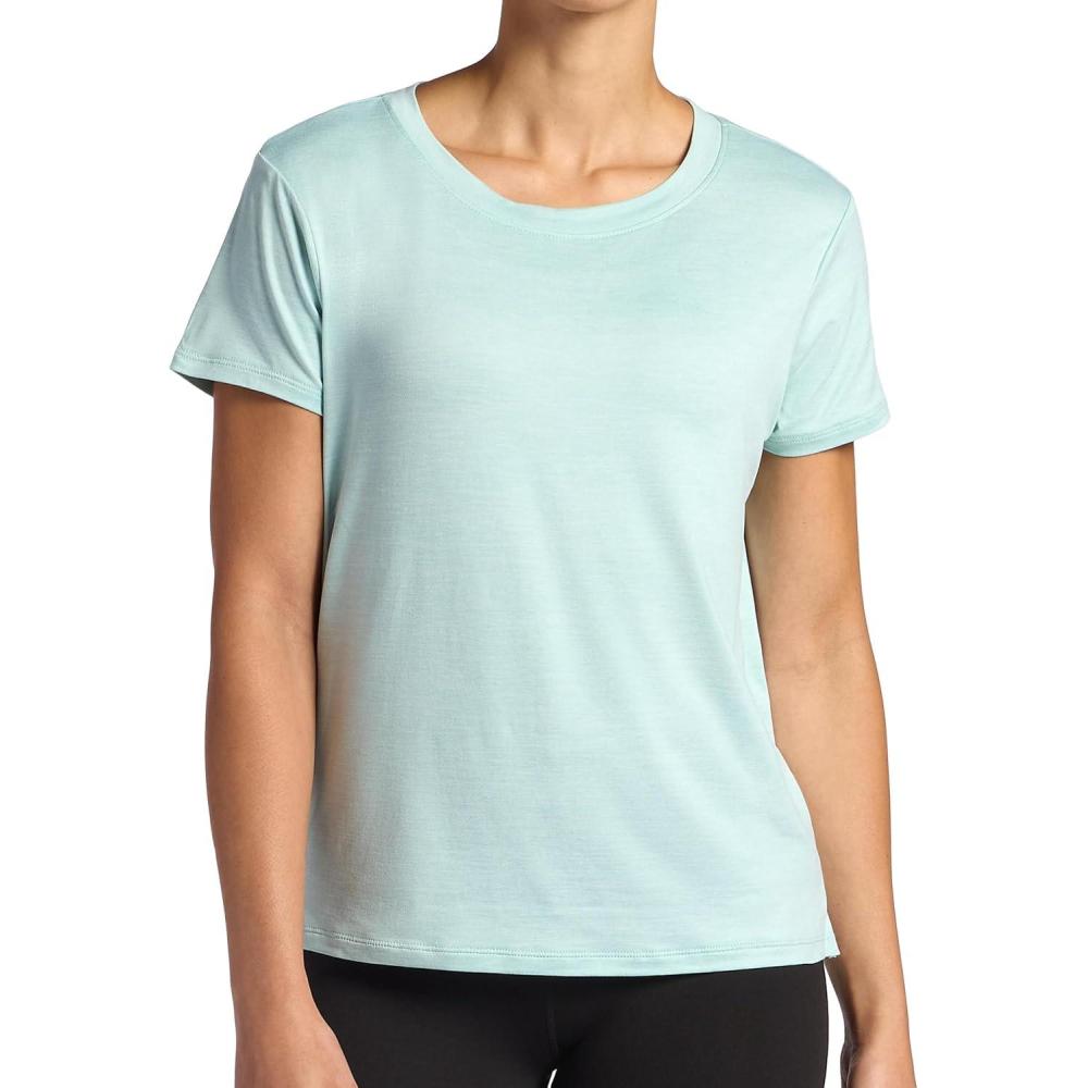 imageGaiam Womens Align Marled TShirt Relaxed Fit Stretch Midweight Heathered Material HighLow HemBlue Haze Heather