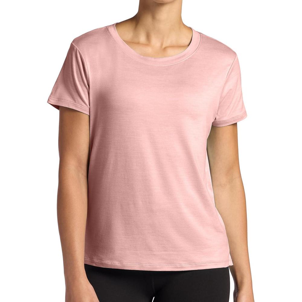 imageGaiam Womens Align Marled TShirt Relaxed Fit Stretch Midweight Heathered Material HighLow HemCandlelight Peach Heather