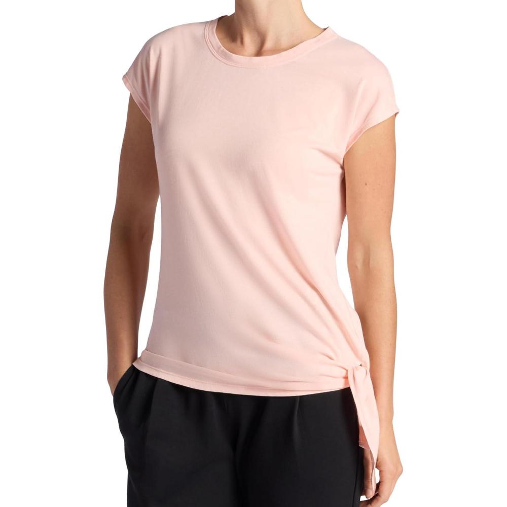 imageGaiam Womens Burnout Tie Crewneck TShirt with Adjustable Hem Relaxed Fit Lightweight Breathable MaterialPeach Melba