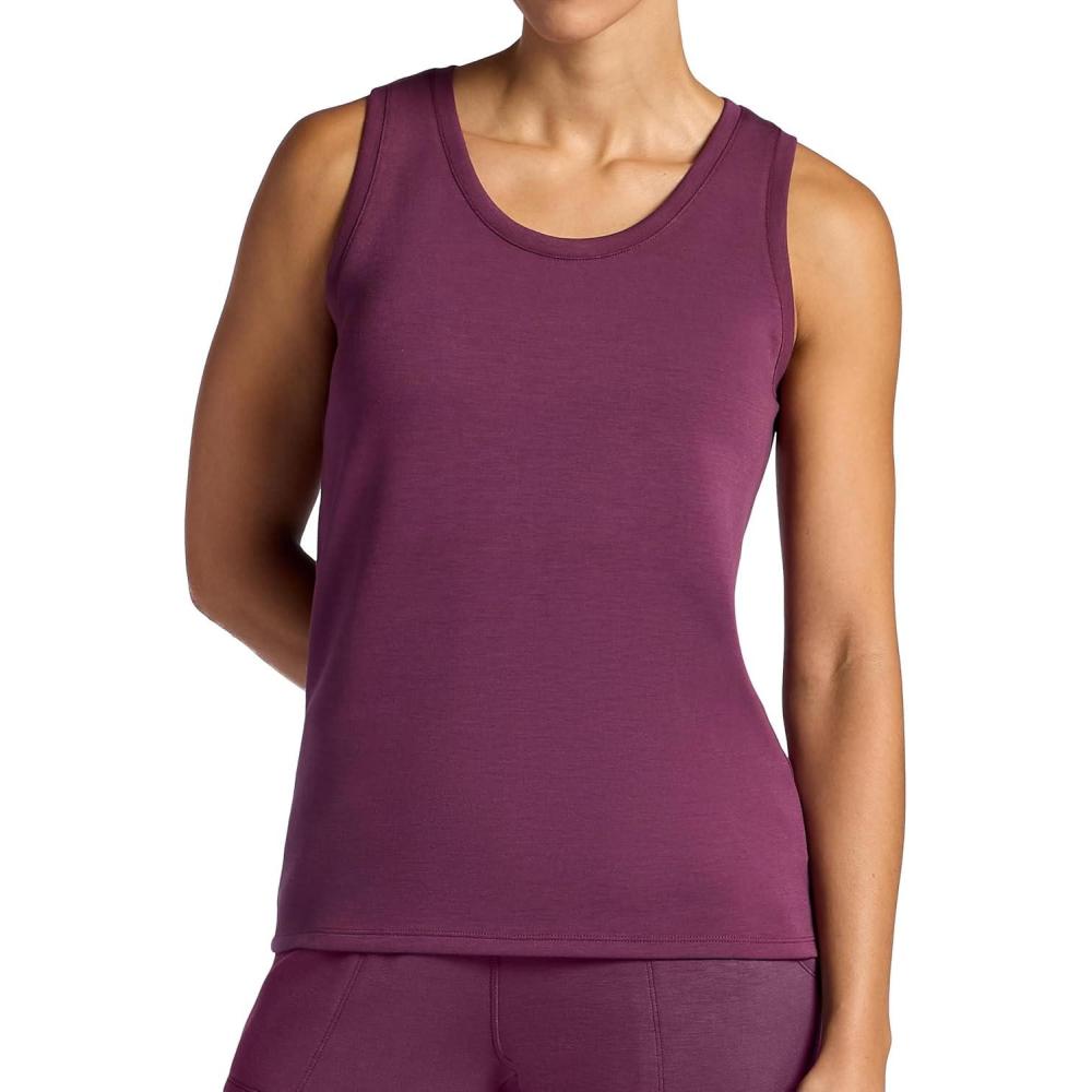 imageGaiam Womens Hudson Scoop Neck Tank Top Relaxed Fit Stretch Midweight Material HighLow HemMauve Wine
