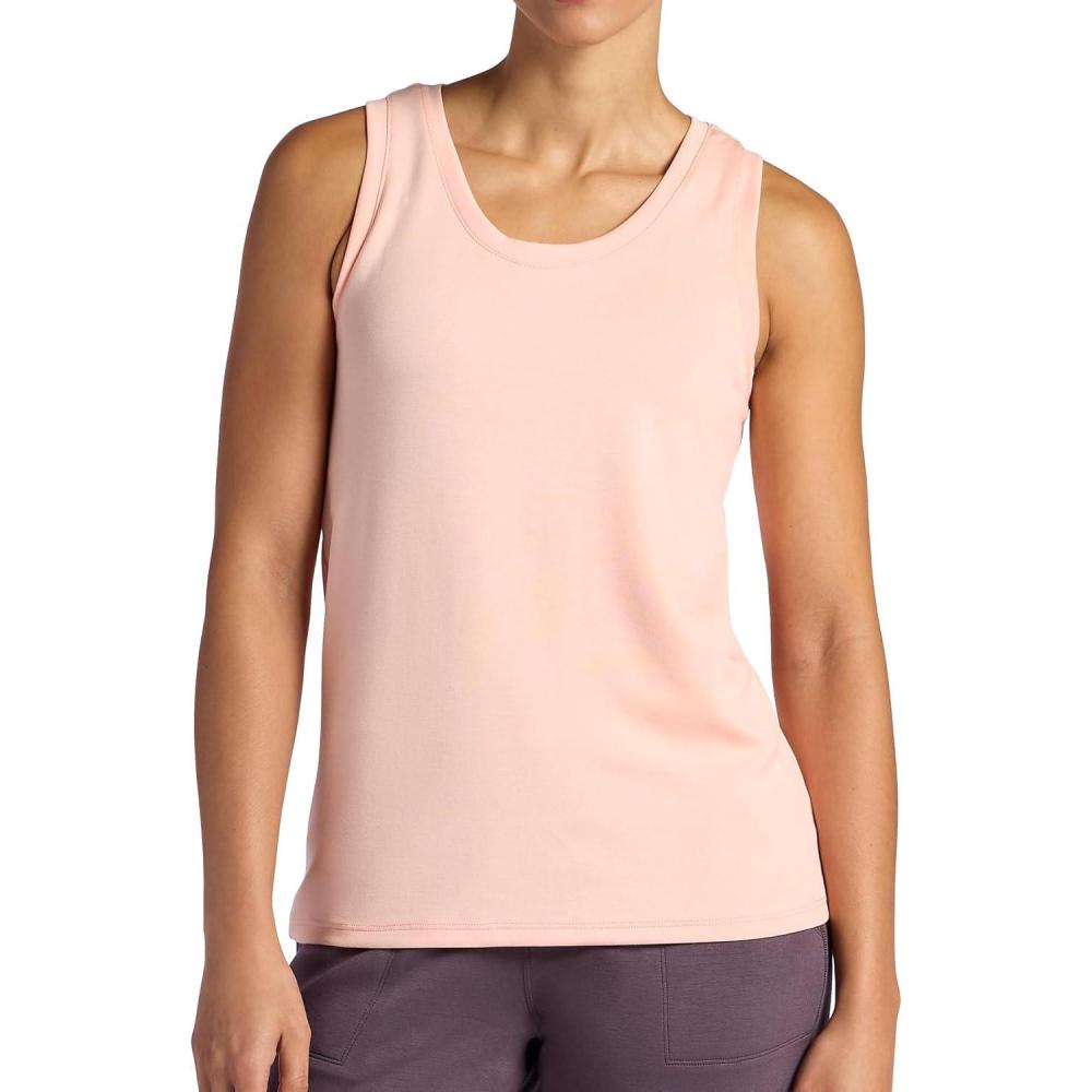imageGaiam Womens Hudson Scoop Neck Tank Top Relaxed Fit Stretch Midweight Material HighLow HemPeach Melba