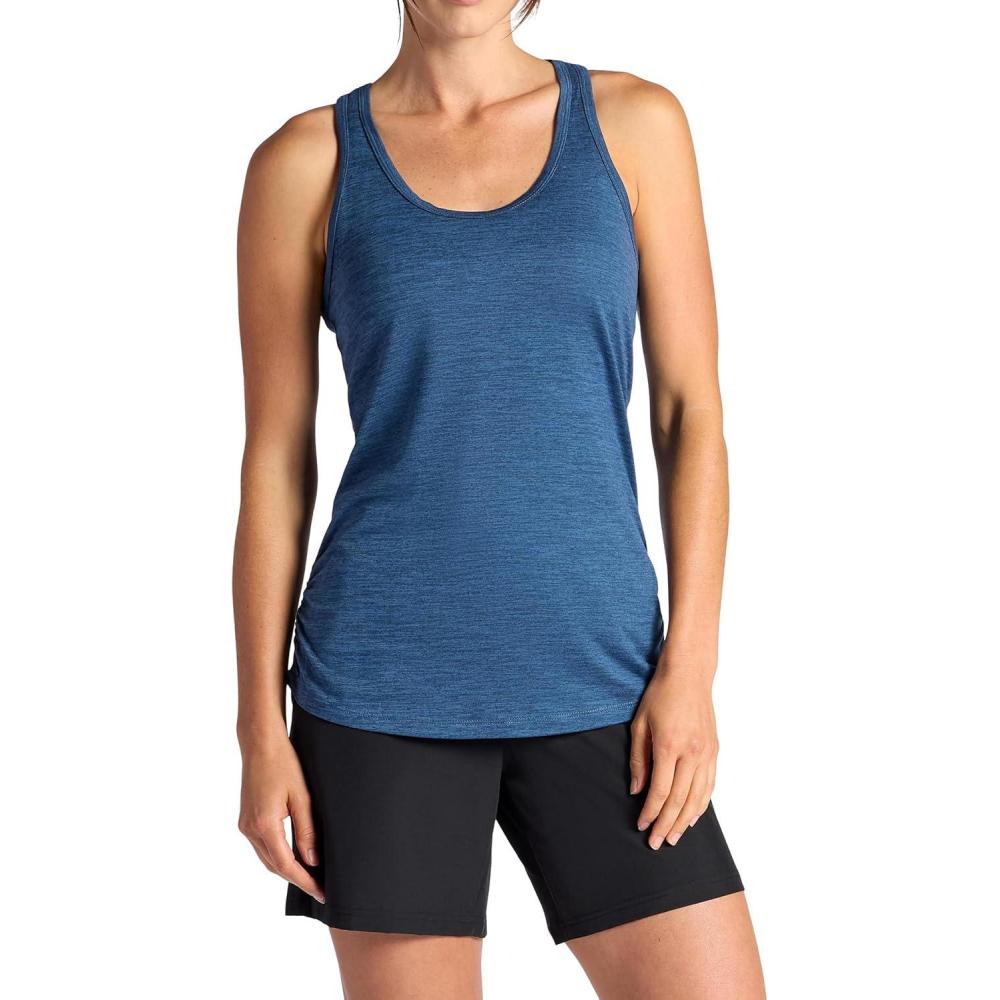 imageGaiam Womens Jenna Marled Scoopneck Tank Top Relaxed Fit Stretch Lightweight MaterialMoonlit Ocean Heather