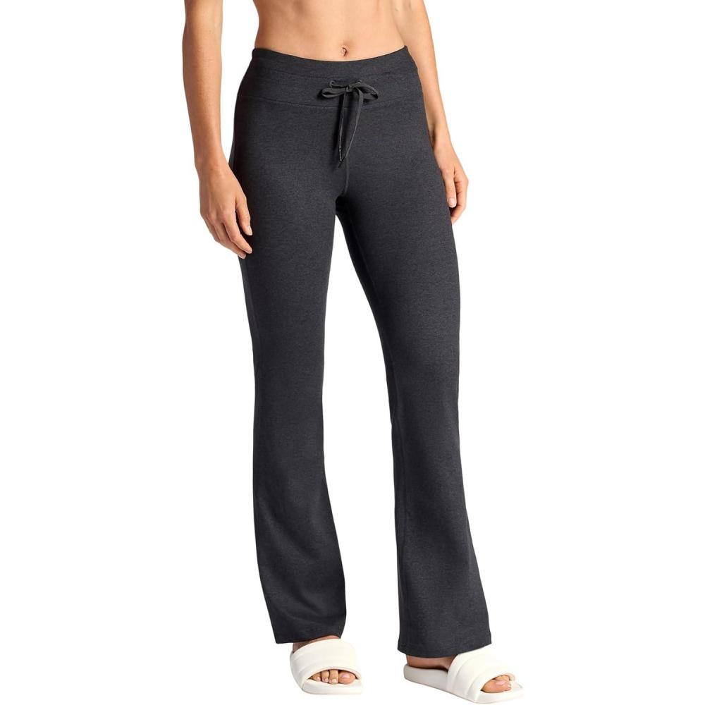 imageGaiam Womens Marled HighRise Flare Pant Slim Fit 315 Inseam Stretch Midweight Heathered MaterialBlack Heather Tap Shoe