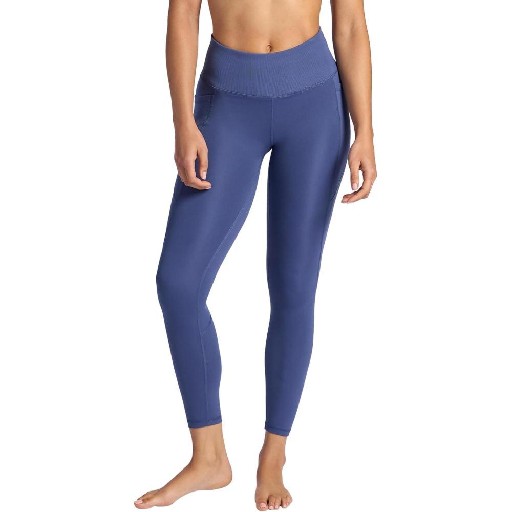 imageGaiam Womens Rib Mix HighRise 78 Legging Slim Fit 25 Inseam Stretch Midweight Performance MaterialBlue Indigo