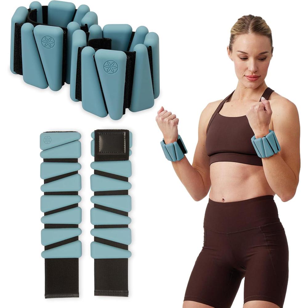imageGaiam Wrist and Ankle Weights Wearable Bracelet to Strengthen Tone ampamp Sculpt Adjustable Ankle Weights for Women ampamp Men for Yoga Dance Pilates Barre Cardio Home ampamp Gym UseSeafoam2LB Set of 2 1lb Weights