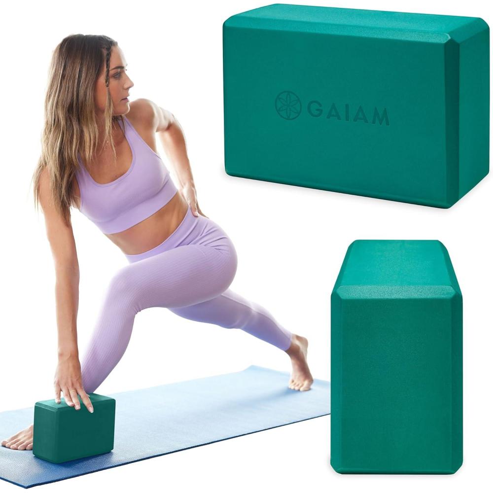 imageGaiam Yoga Block Supportive LatexFree Eva Foam Soft NonSlip Surface with Beveled Edges for Yoga Pilates Meditation Yoga Accessories for Stability Balance Deepen StretchesLush Teal