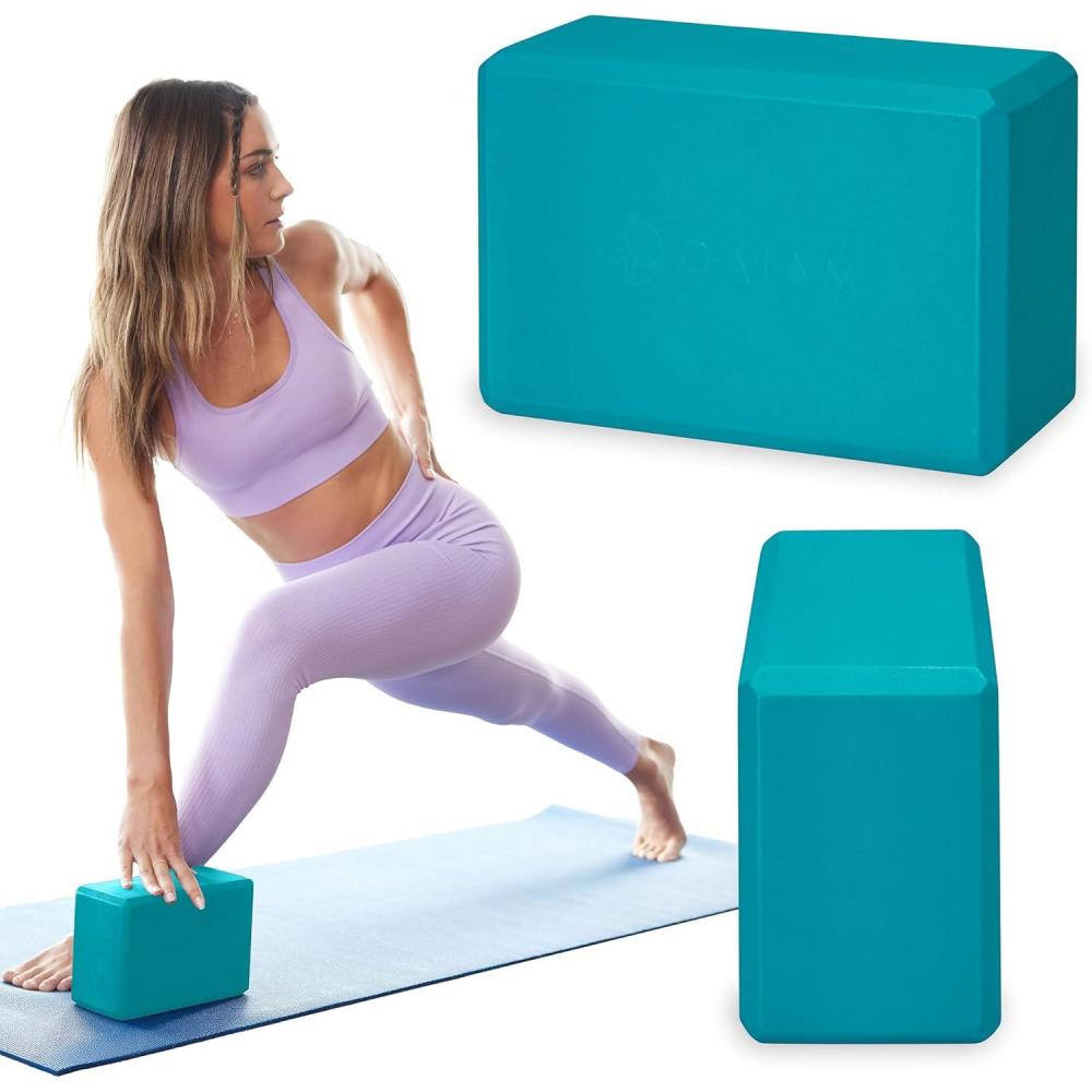 imageGaiam Yoga Block Supportive LatexFree Eva Foam Soft NonSlip Surface with Beveled Edges for Yoga Pilates Meditation Yoga Accessories for Stability Balance Deepen StretchesVivid Blue