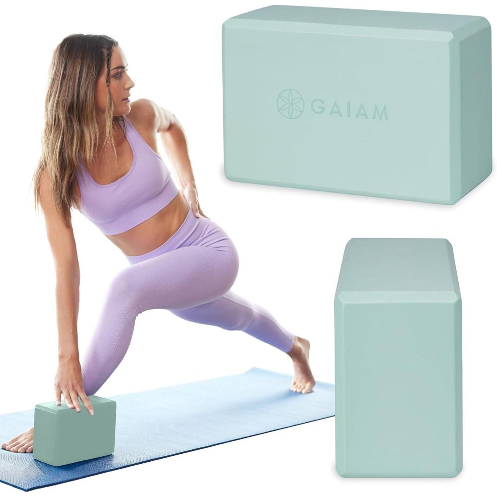 imageGaiam Yoga Block Supportive LatexFree Eva Foam Soft NonSlip Surface with Beveled Edges for Yoga Pilates Meditation Yoga Accessories for Stability Balance Deepen StretchesCool Mint