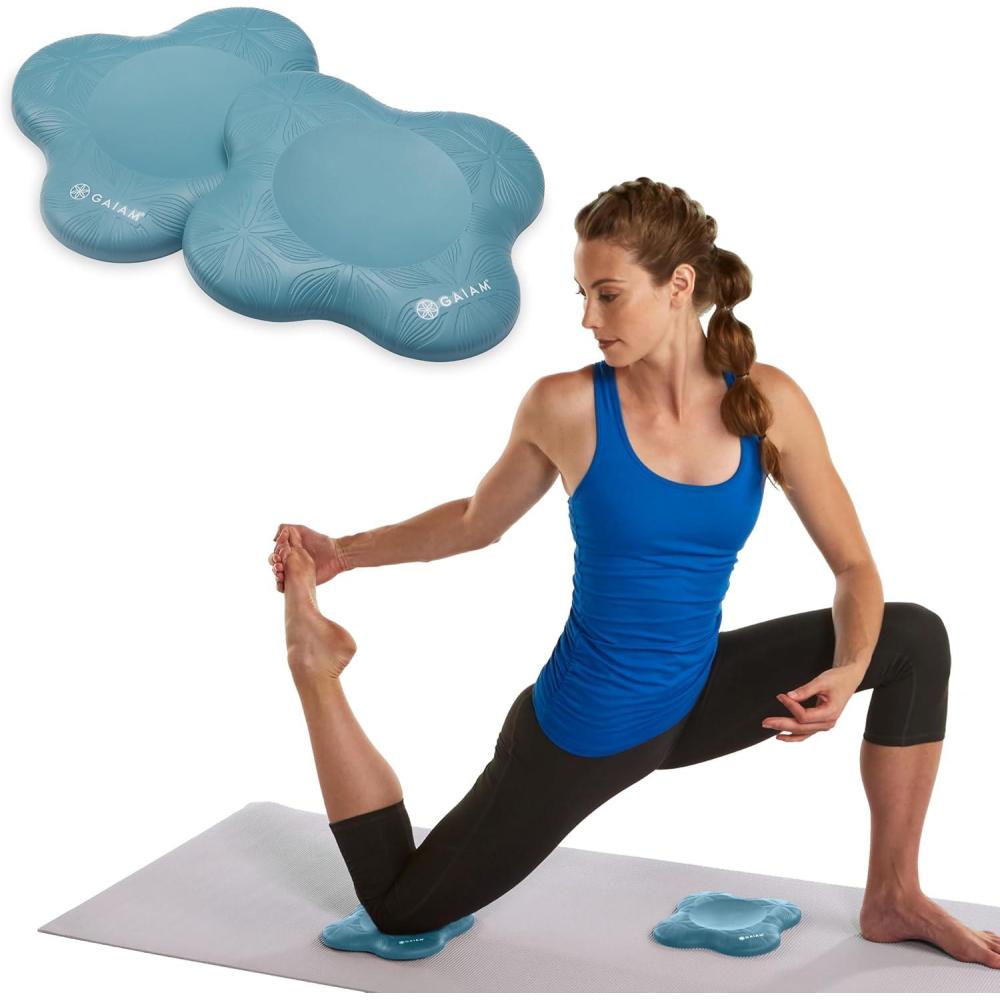imageGaiam Yoga Knee Pads Set of 2 Yoga Props and Accessories for WomenMen Cushions Knees and Elbows for Fitness Travel Meditation Kneeling Balance Floor PilatesSeafoam