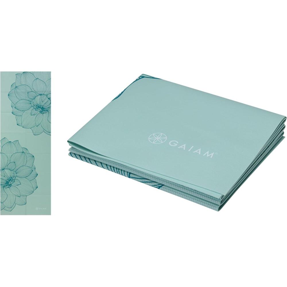 imageGaiam Yoga Mat  Folding Travel Fitness ampamp Exercise Mat  Foldable Yoga Mat for All Types of Yoga Pilates ampamp Floor Workouts 68quotL x 24quotW x 2mm ThickSerene Dahlias