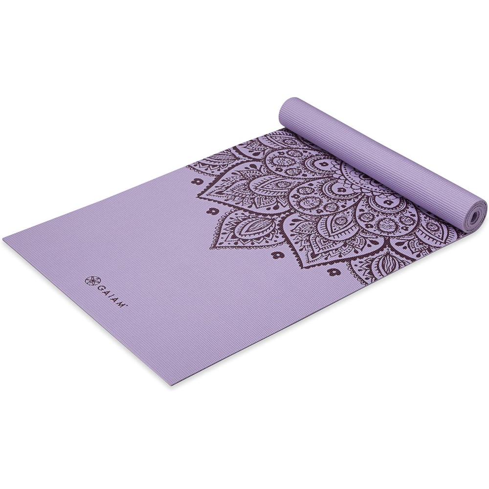imageGaiam Yoga Mat Premium 5mm Print Thick Non Slip Exercise ampamp Fitness Mat for All Types of Yoga Pilates ampamp Floor Workouts 68quot x 24quot x 5mmNew Lilac Sundial