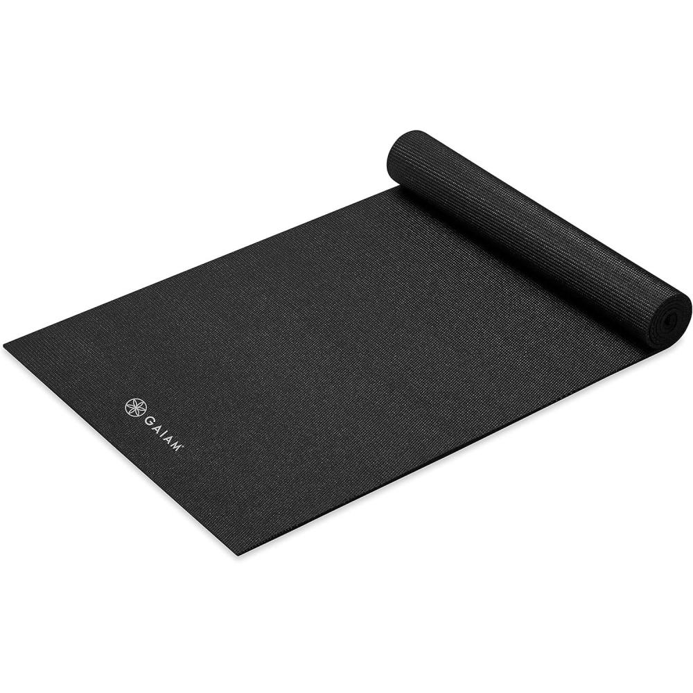 imageGaiam Yoga Mat Premium 5mm Solid Thick Non Slip Exercise ampamp Fitness Mat for All Types of Yoga Pilates ampamp Floor Workouts 68quot x 24quot x 5mmBlack