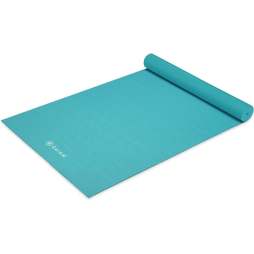 imageGaiam Yoga Mat Premium 5mm Solid Thick Non Slip Exercise ampamp Fitness Mat for All Types of Yoga Pilates ampamp Floor Workouts 68quot x 24quot x 5mmLight Blue