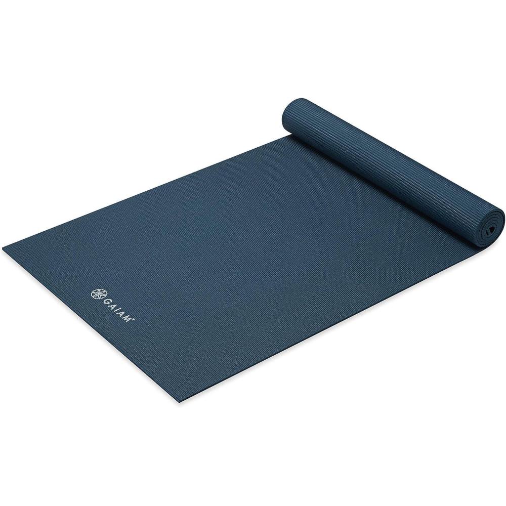 imageGaiam Yoga Mat Premium 5mm Solid Thick Non Slip Exercise ampamp Fitness Mat for All Types of Yoga Pilates ampamp Floor Workouts 68quot x 24quot x 5mmMarine