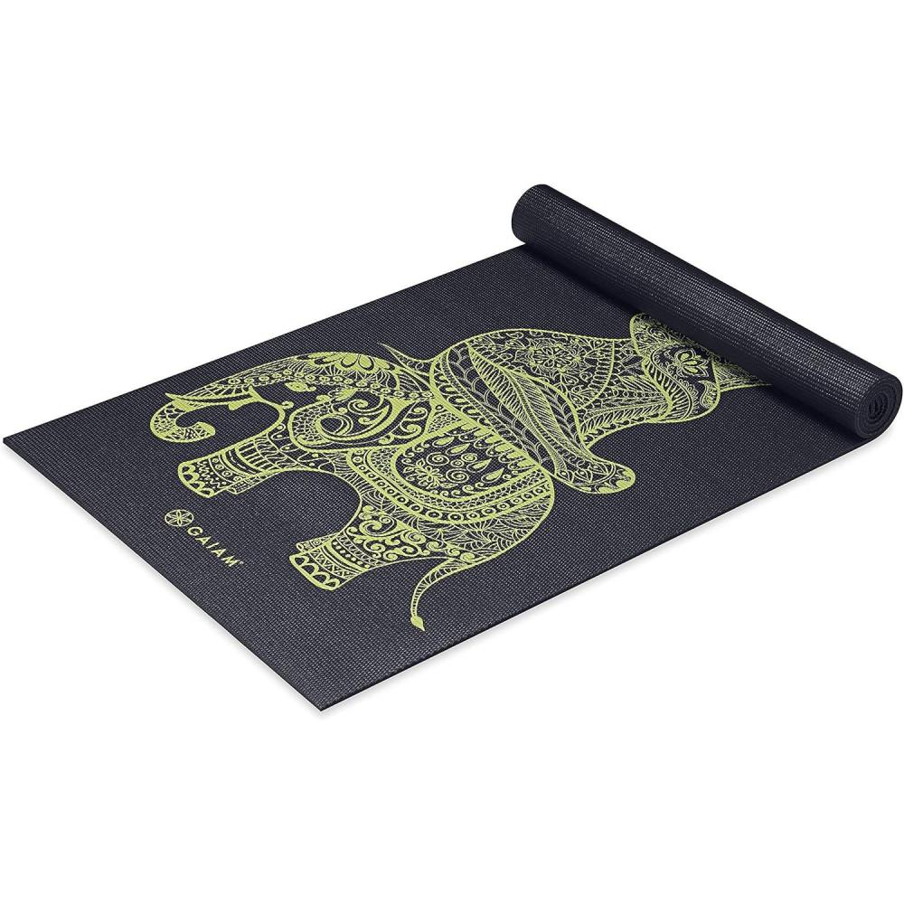 imageGaiam Yoga Mat Premium 6mm Print Extra Thick Non Slip Exercise ampamp Fitness Mat for All Types of Yoga Pilates ampamp Floor Workouts 68quotL x 24quotW x 6mm ThickTribal Wisdom Elephant