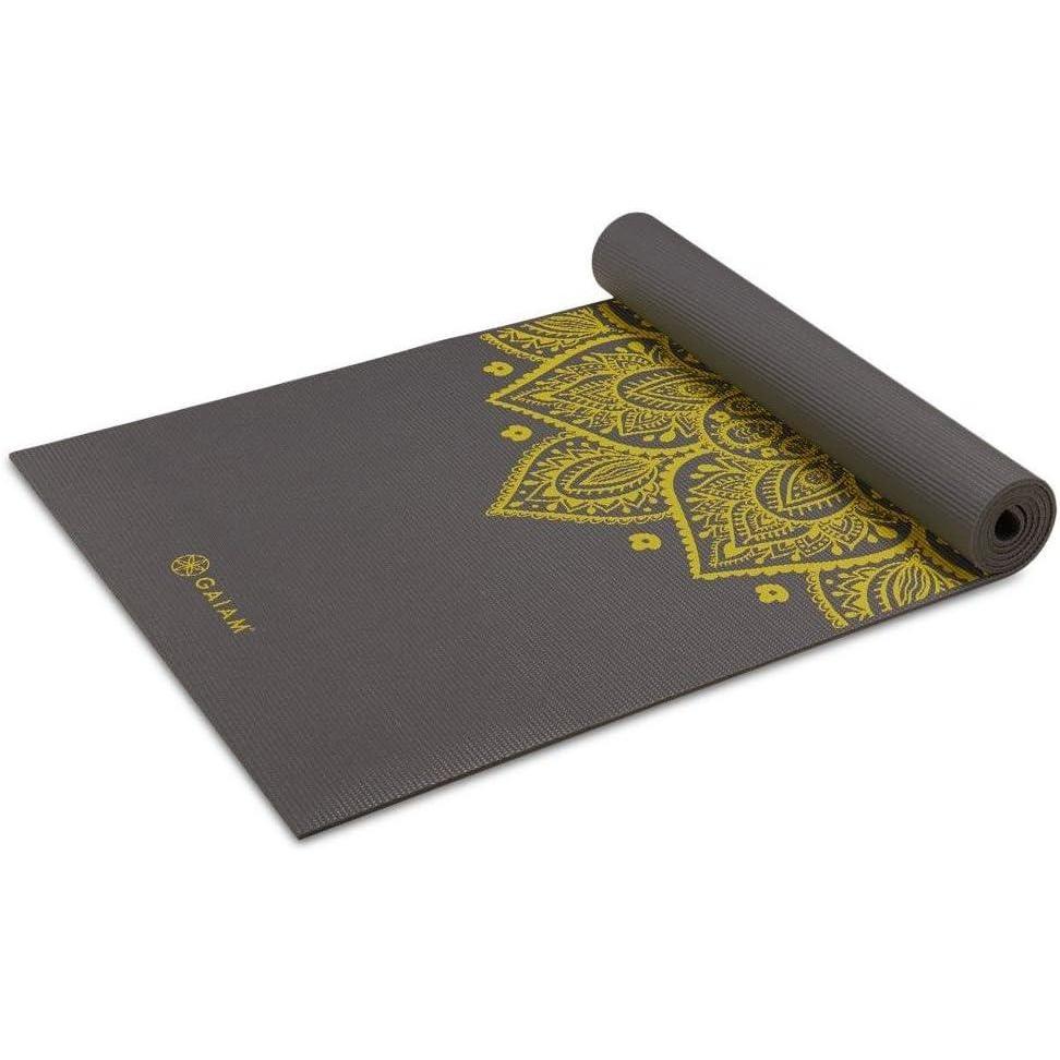 imageGaiam Yoga Mat Premium 6mm Print Extra Thick Non Slip Exercise ampamp Fitness Mat for All Types of Yoga Pilates ampamp Floor Workouts 68quotL x 24quotW x 6mm ThickCitron Sundial