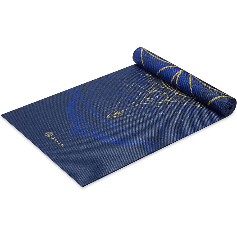 imageGaiam Yoga Mat Premium 6mm Print Reversible Extra Thick Non Slip Exercise ampamp Fitness Mat for All Types of Yoga Pilates ampamp Floor Workouts 68quot x 24quot x 6mm ThickMetallic Sun Moon