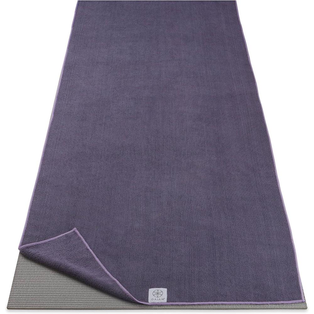 imageGaiam Yoga Mat Towel Microfiber MatSized Yoga Towel for Hot Yoga 68quot L x 24quot W Blue ShadowHeron Lilac