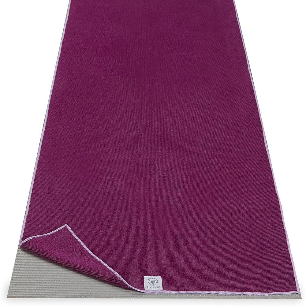 imageGaiam Yoga Mat Towel Microfiber MatSized Yoga Towel for Hot Yoga 68quot L x 24quot W Blue ShadowMulberry
