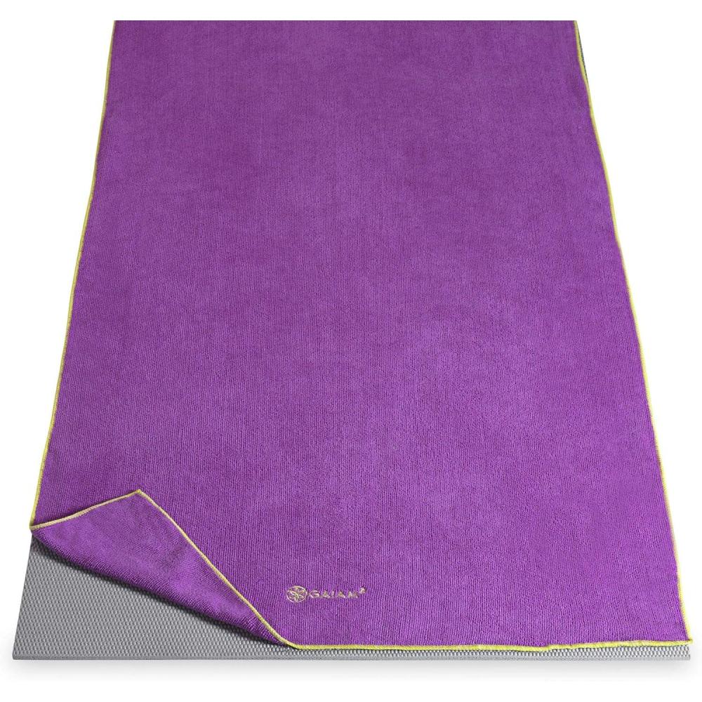 imageGaiam Yoga Mat Towel Microfiber MatSized Yoga Towel for Hot Yoga 68quot L x 24quot W Blue ShadowOrchidCitron