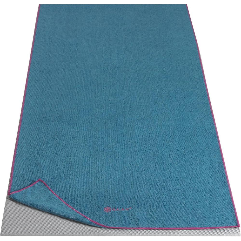 imageGaiam Yoga Mat Towel Microfiber MatSized Yoga Towel for Hot Yoga 68quot L x 24quot W Blue ShadowVivid BlueFuchsia