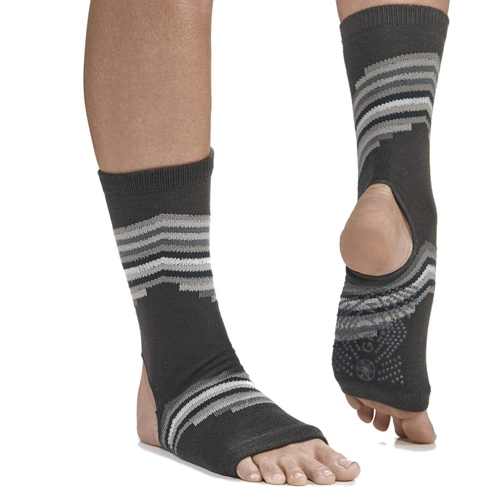imageGaiam Yoga Sock Anklets Grippy Leg Warmer Ankle Socks for Yoga Barre Pilates Dance AerobicsSmokey Grey