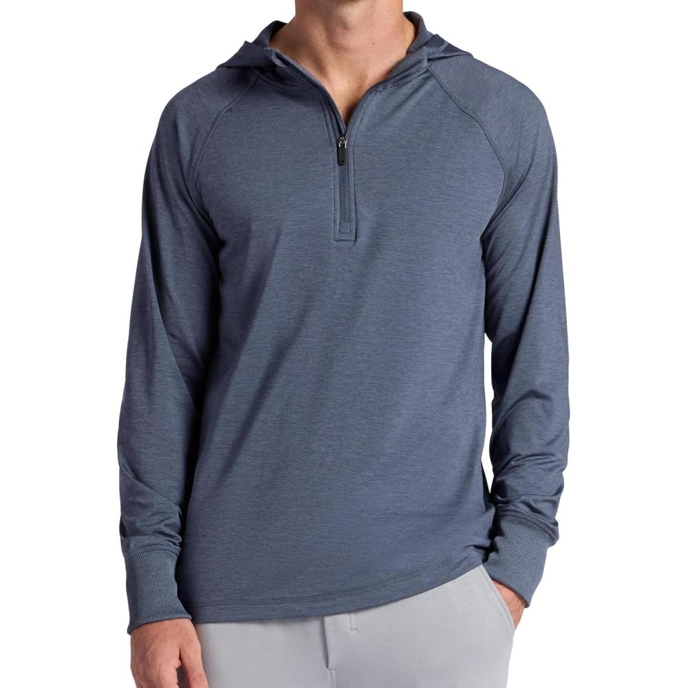 imageGaiam mens Serenity Flow Long Sleeve Cowl Neck Quarterzip Hoodie Standard Fit Stretch Midweight MaterialCool Grey Heather