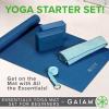 Gaiam Essentials Yoga Mat Set for Beginners | Kit Includes Premium Yoga Mat (72”Long x 24”W x 6mm Thick) with Yoga Mat Carrier Sling, Yoga Block 2 Pack, 6ft Yoga Strap, Hot Yoga Towel