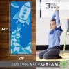 Gaiam Kids Yoga Mat Exercise Mat, Yoga for Kids with Fun Prints – Playtime for Babies, Active & Calm Toddlers and Young Children (60″ L x 24″ W x 3mm Thick)(Blue Rocket)