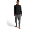 Gaiam Mens Cozy & Cool Long Sleeve Crewneck Top, Standard Fit, Stretch Midweight Micro Waffle Jacquard Material(Black)