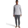 Gaiam Mens Cozy & Cool Long Sleeve Crewneck Top, Standard Fit, Stretch Midweight Micro Waffle Jacquard Material(Sleet Heather)