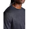 Gaiam Mens Everyday Basic Crewneck Top, Standard Fit, Stretch Midweight Material(Black Heather)