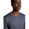 Gaiam Mens Everyday Basic V-Neck Top, Standard Fit, Stretch Midweight Material(Cool Grey Heather)
