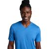 Gaiam Mens Everyday Basic V-Neck Top, Standard Fit, Stretch Midweight Material(Federal Blue Heather)