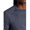 Gaiam Mens Power Long Sleeve Crewneck Top, Standard Fit, Stretch Heavyweight Fleece Material(Ebony Heather)