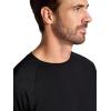 Gaiam Mens Supine Crewneck Top, Relaxed Fit, Stretch Midweight Material(Black)