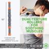 Gaiam Restore Massage Stick Roller | 18 Inch | Comfort Grip Handles with 6 Independent Textured Total Body Massager Spinners