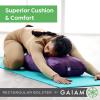 Gaiam Round Yoga Bolster Pillow, Soft Meditation Cushion for Yoga, Massage and Back Support, Breathable Cotton Fill, Zippered Microfiber Cover, Easy-Carry Handle, Machine Washable(Sage)