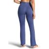 Gaiam Womens Crossover Waistband Flared Bottom Yoga Pant, Slim Fit, 31” Inseam, Moisture-Wicking(Blue Indigo)