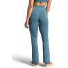 Gaiam Womens Crossover Waistband Flared Bottom Yoga Pant, Slim Fit, 31” Inseam, Moisture-Wicking(Goblin Blue)
