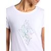 Gaiam Womens Mindful Flower Diamond Crewneck T-Shirt, Relaxed Fit, Stretch Lightweight Material, Curved Hem(Bright White)