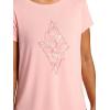 Gaiam Womens Mindful Flower Diamond Crewneck T-Shirt, Relaxed Fit, Stretch Lightweight Material, Curved Hem(Candlelight Peach)