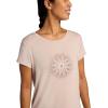 Gaiam Womens Mindful Flower Moon Crewneck T-Shirt, Relaxed Fit, Stretch Lightweight Material, Curved Hem(Mushroom)