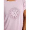 Gaiam Womens Mindful Flower Moon Crewneck T-Shirt, Relaxed Fit, Stretch Lightweight Material, Curved Hem(Sea Fog)
