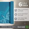 Gaiam Yoga Mat – Premium 6mm Print Extra Thick Non Slip Exercise & Fitness Mat for All Types of Yoga, Pilates & Floor Workouts (68″L x 24″W x 6mm Thick)(Indigo Point)